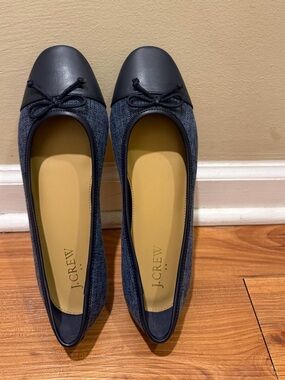 J.Crew Navy Cap-Toe Ballet Flats Denim Size 8